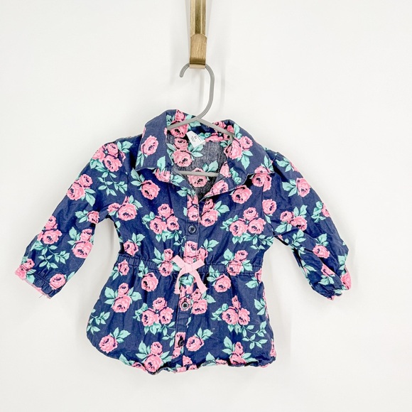 Healthtex Blue Floral Button Down Shirt - Picture 1 of 3